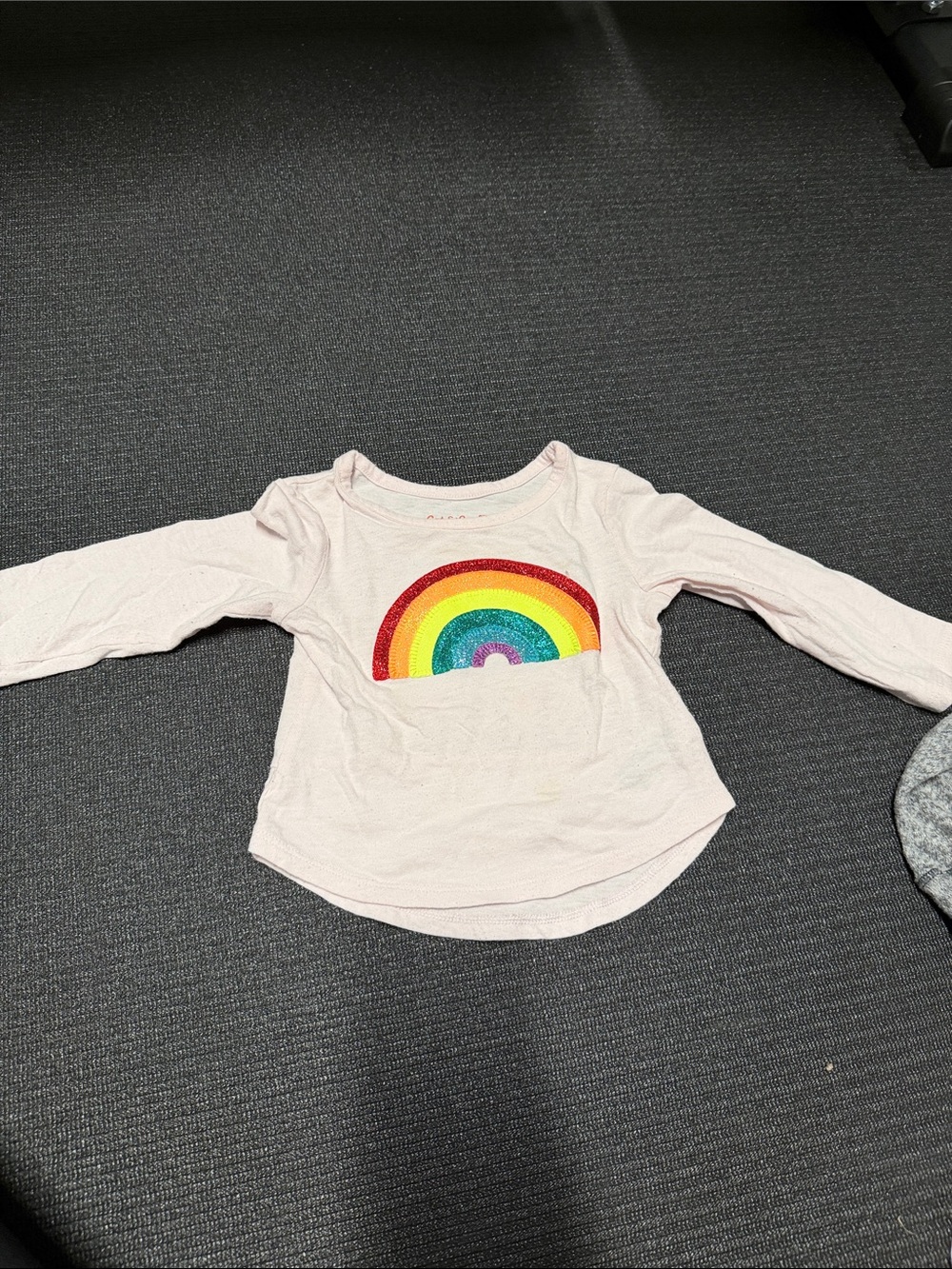 Cat & Jack Light Pink Long-Sleeve Tee with Sequin Rainbow